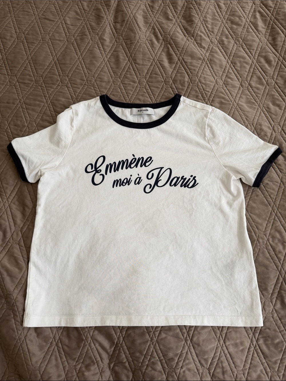 White & Black Ringer Tee, retro style t-shirt  - Emmène moi à Paris,100% cotton